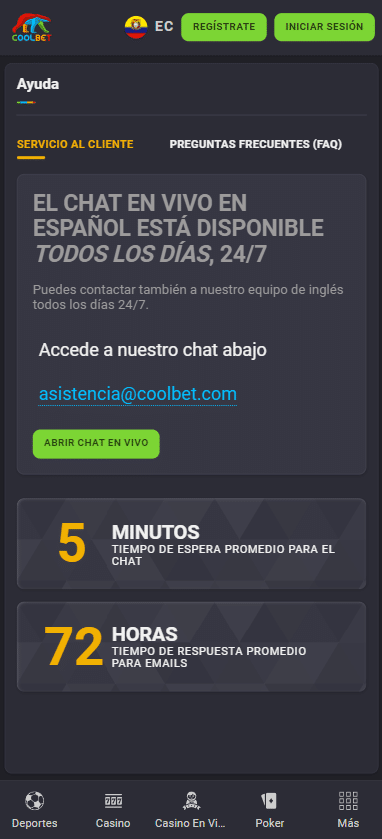 Chat en vivo Coolbet