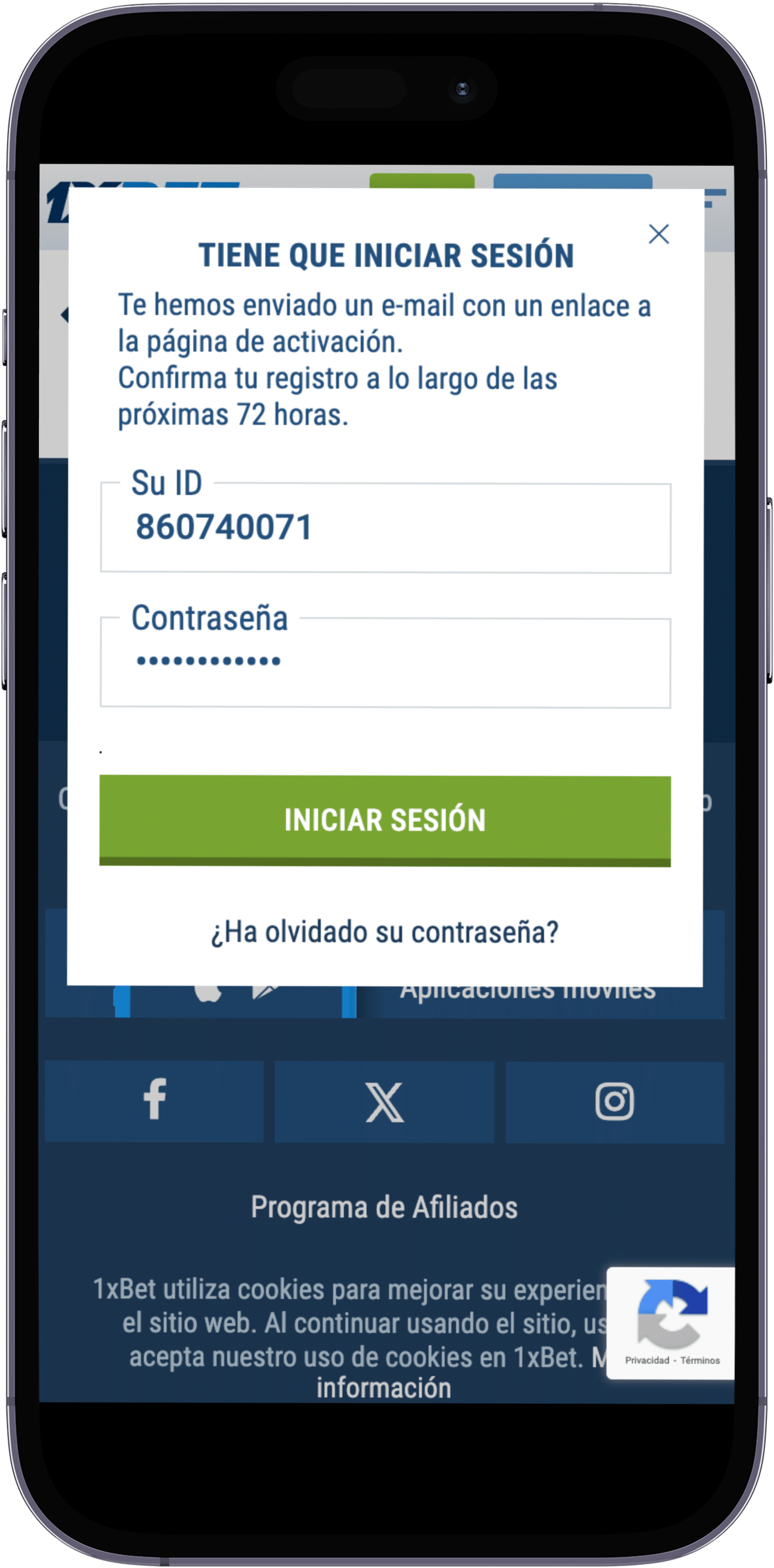 Crear cuenta 1XBet Ecuador